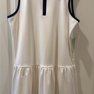Tuckernuck Ivory Dress with Dark Blue Trim